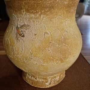 Artisan Honeycomb Ceramic Vase with Bee Motif